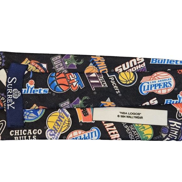 Vtg NBA Logos Mens Tie Necktie Surrey Wallywear Tie Basketball Teams 90s 1994 - Picture 2 of 8